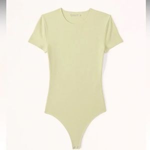 Abercrombie & Fitch Short Sleeve Cotton Seamless Fabric Bodysuit in Green